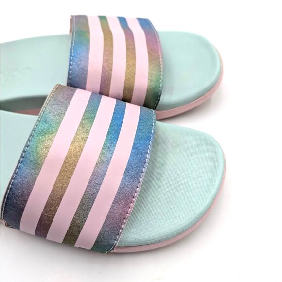 Adidas Adilette Comfort Sport Slide Sandals Kids Mint/Clear Pink Size US1 EU33 - Picture 10 of 12